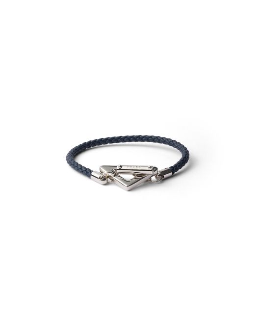 Prada White Braided Nappa Leather Bracelet for men