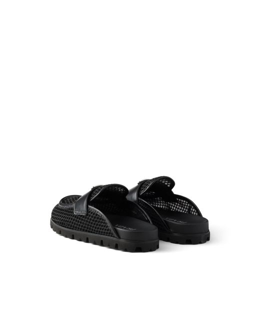 Prada Black Mesh Fabric Mules, Size 35