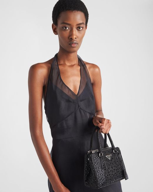 Prada Black Galleria Satin Mini-bag With Crystals