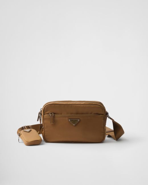 Prada Brown Schultertasche Aus Re-Nylon