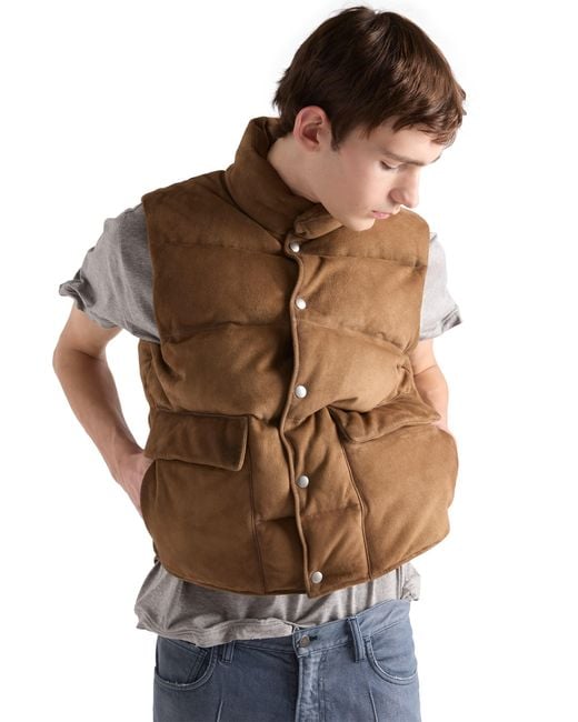 Prada Brown Suede Down Vest, Light for men