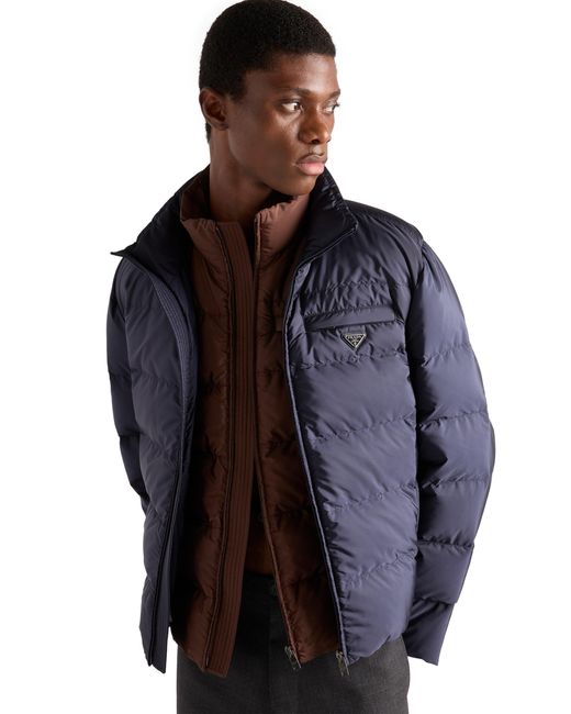 Prada Blue Medium-Weight Re-Nylon Down Jacket for men