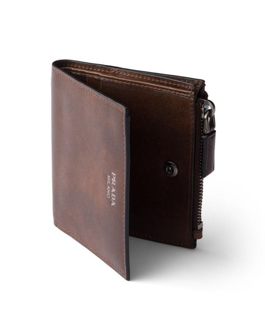 Prada Brown Small Leather Wallet for men