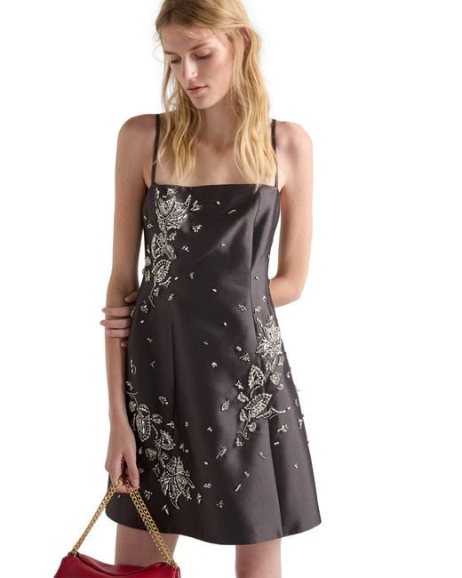 Prada Black Crystal-Embellished Mini Dress