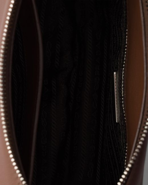 Prada Brown Fold Large Leather Shoulder Bag