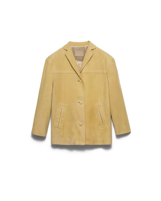 Prada Yellow Suede Caban Jacket, Pollen