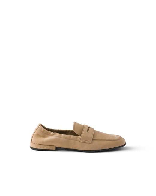 Prada Natural Shuffle Nubuck Leather Loafers