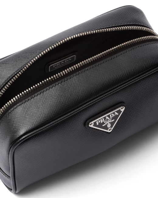 Prada Black Saffiano Leather Pouch for men