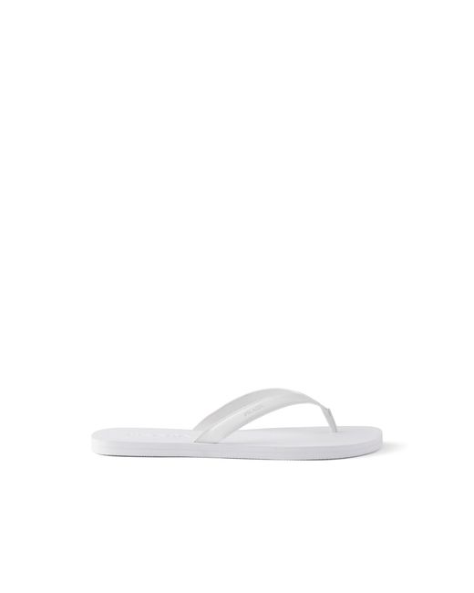 Prada White Brushed Leather Flip-Flops, Size 5 for men