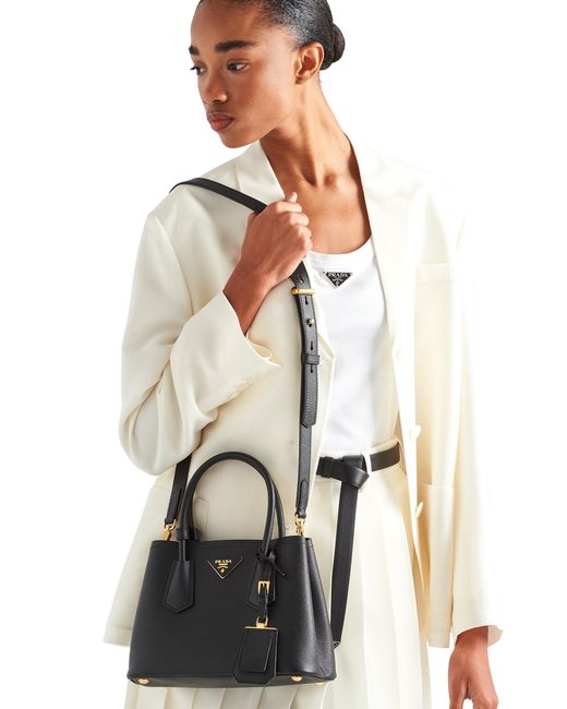 Prada Black Double Small Saffiano Leather Bag