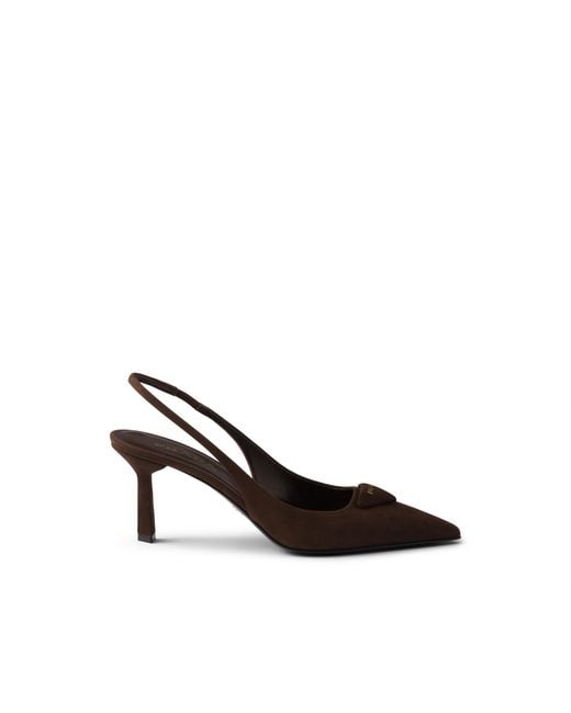 Prada White Suede Slingback Pumps