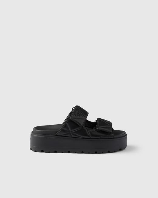 Prada Black Pantoletten Aus Gepolstertem Nappa-Leder