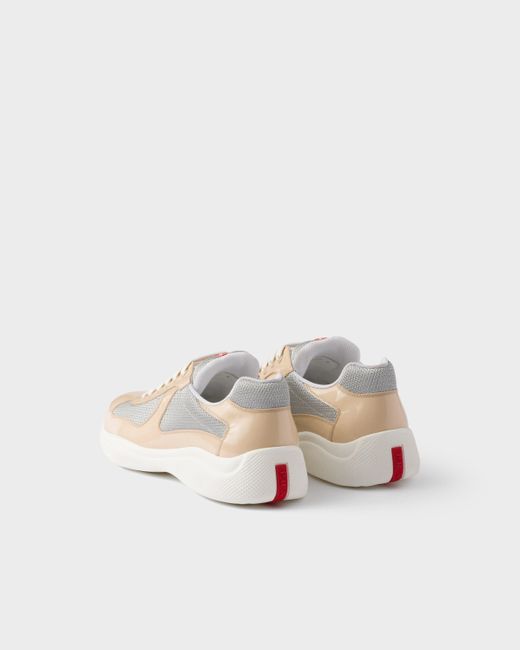 Prada White America's Cup Vernice Bike Low Top Sneaker for men