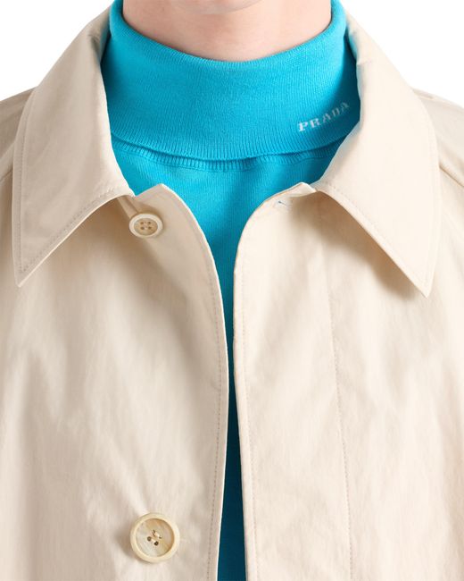 Prada Blue Cotton Turtleneck Sweater for men