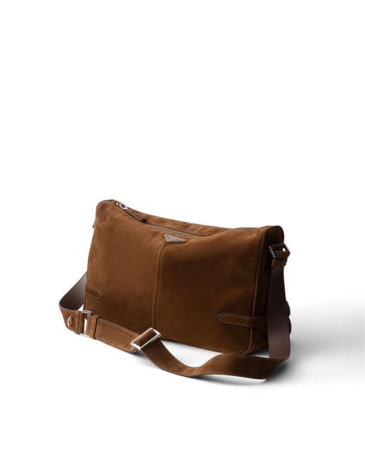 Prada Brown Suede Shoulder Bag for men