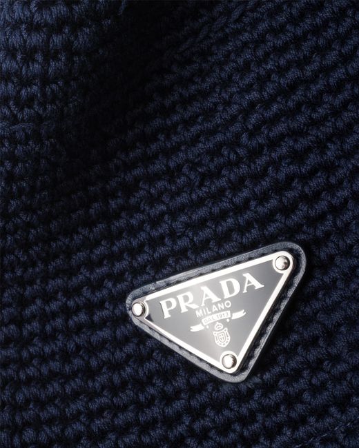 Prada Blue Crochet Bucket Hat for men