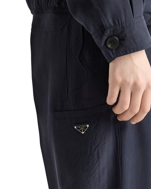 Prada Blue Washed Silk Pants
