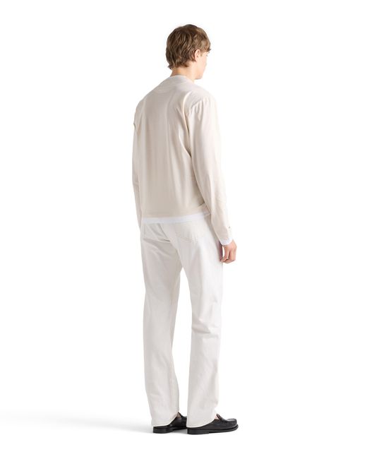 Prada White Long-Sleeved Cotton T-Shirt for men