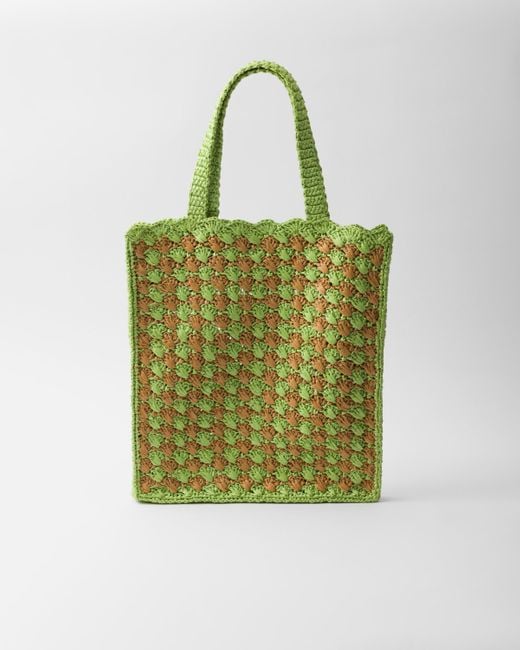 Prada Green Crochet Tote Bag