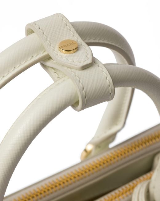 Prada White Galleria Mini Patent Saffiano Bag