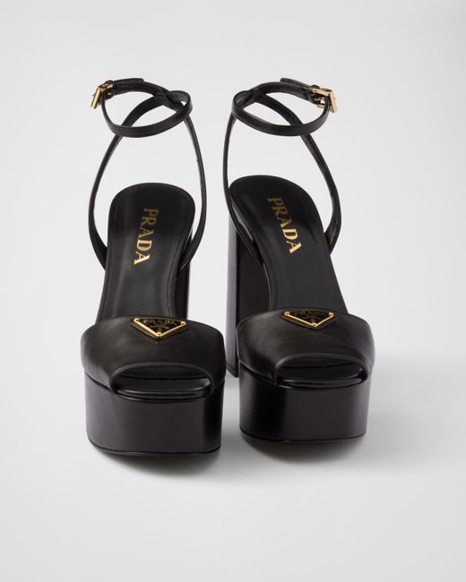 Prada Black 115Mm Leather Platform Sandals