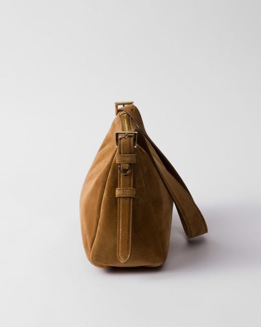 Prada Brown Aimee Medium Suede Shoulder Bag