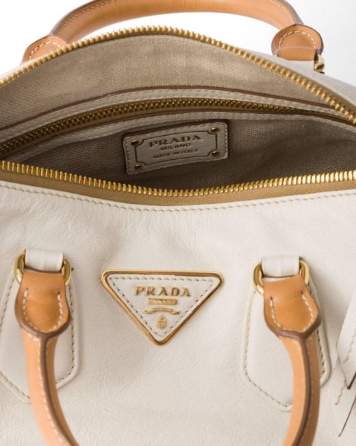Prada White Evasion Small Leather Top-Handle Bag