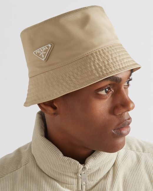 Prada White Re-nylon Bucket Hat for men