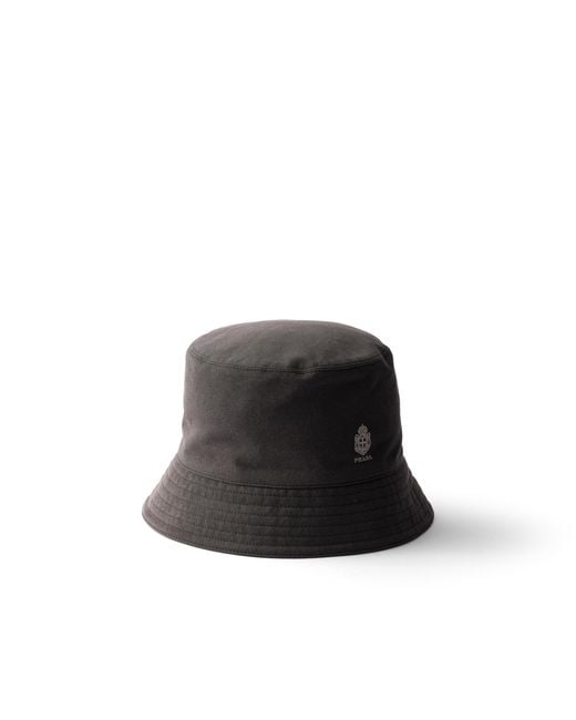Prada Black Old Gabardine Bucket Hat for men