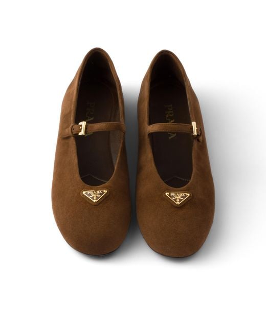 Prada Brown Suede Ballerinas