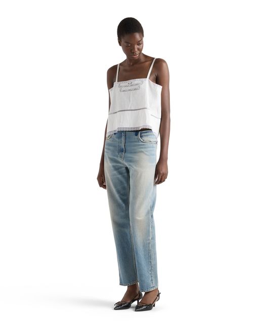 Prada White Linen Top