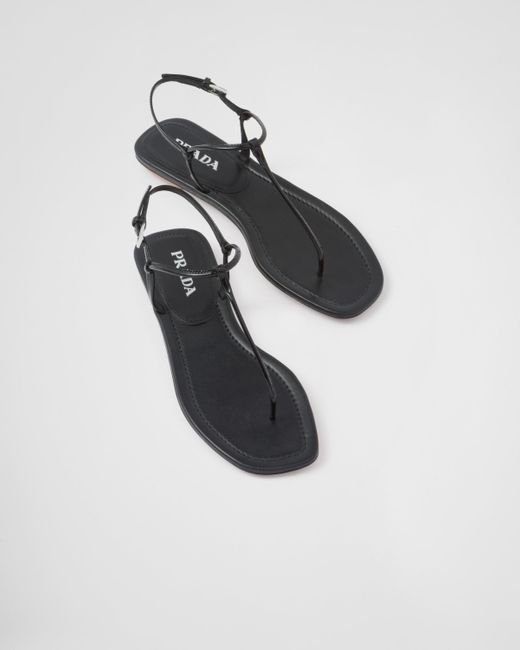 Prada White Patent Leather Thong Sandals