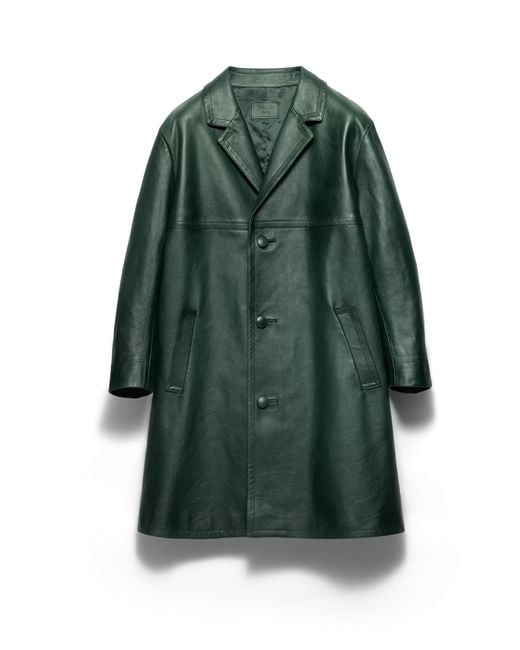 Prada Green Leather Coat for men