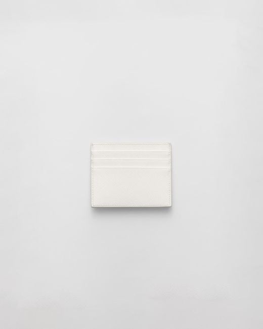 Prada White Saffiano Leather Card Holder