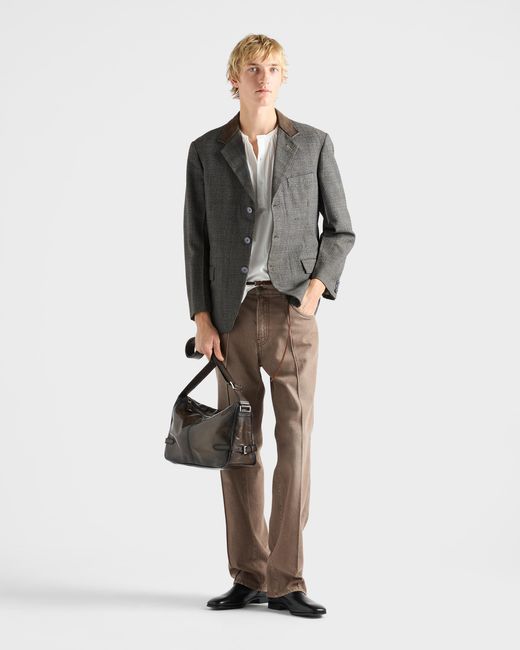 Prada Brown Five-Pocket Washed Denim Jeans for men