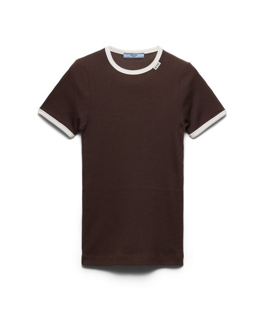 Prada Brown Ribbed Knit Top