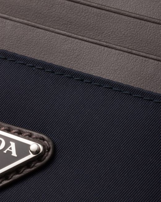 Porte-Cartes En Re-Nylon Et Cuir Prada pour homme en coloris Blue
