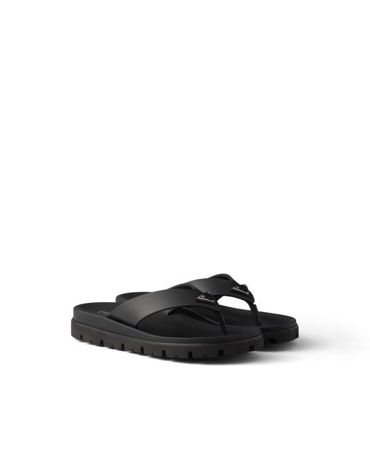Prada White Rubber Thong Sandals, Size 6 for men