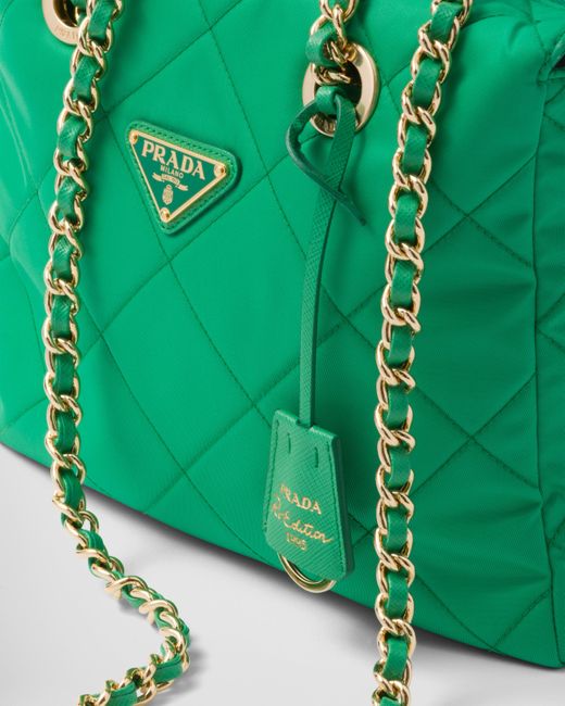Prada Green Re-edition 1995 Chaîne Re-nylon Tote Bag