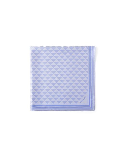 Prada Blue Jacquard Silk Scarf 90