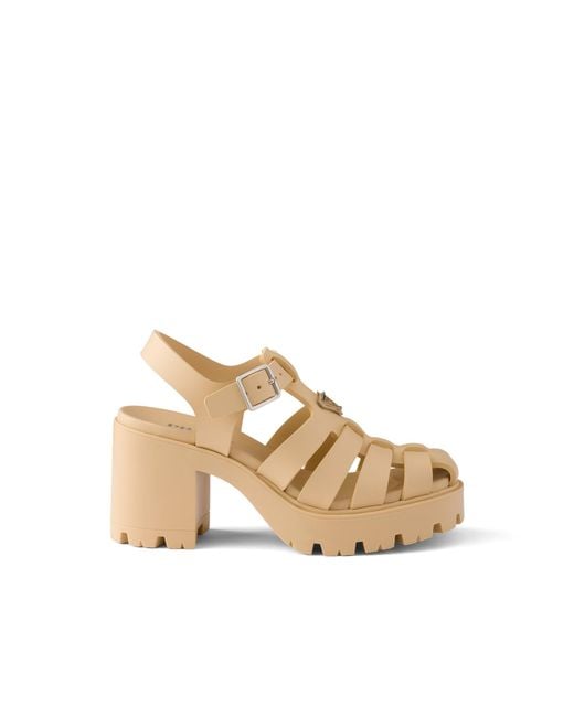 Prada Natural Rubber Platform Sandals