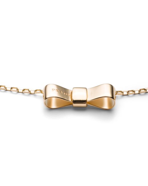 Prada White Eternal Bow Pendant Necklace