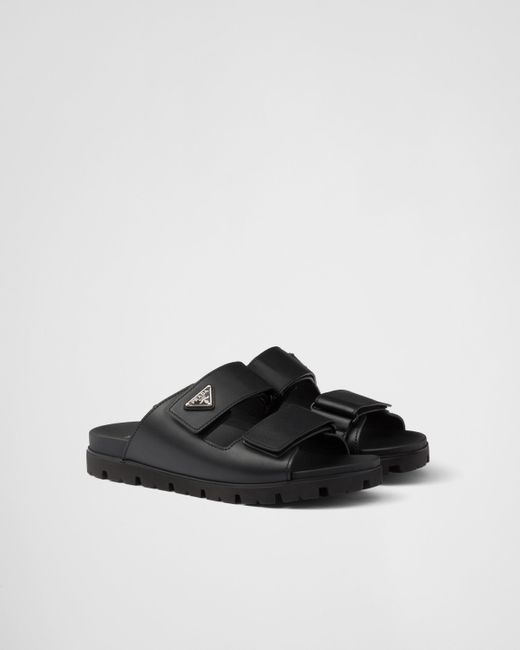Sandales Avec Brides En Cuir Prada pour homme en coloris Black