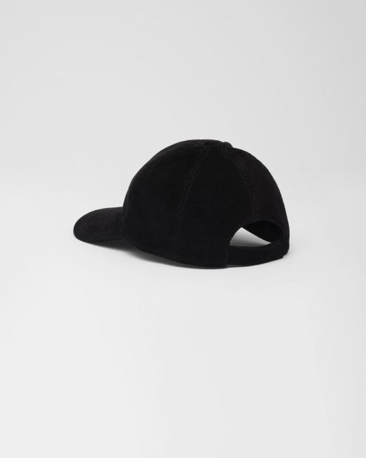 Prada Black Corduroy Baseball Hat for men