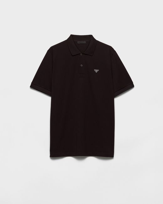 Polo De Algodon Con Logo Prada de hombre de color Black