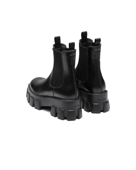 Prada Black Chelsea Boots Monolith Aus Leder