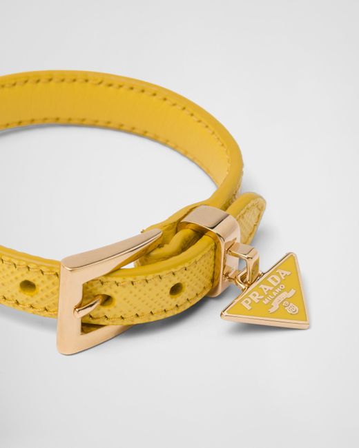 Prada Metallic Saffiano Leather Bracelet