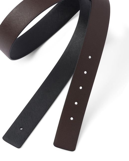 Prada Brown Reversible Saffiano Leather Belt Strap for men