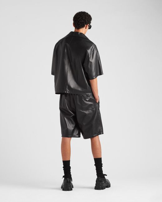 Prada Bermudas Aus Nappa-leder in White für Herren