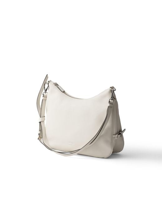 Prada White Fold Large Leather Shoulder Bag